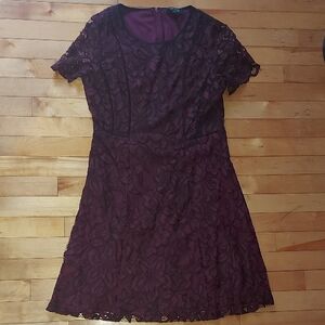 Kensie | Burgundy Lace Mini Dress- Size12